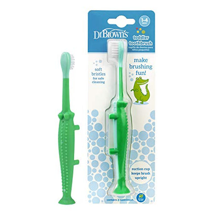 Dr. Brown's Baby and Toddler Toothbrush, Crocodile 1-Pack, 1-4 Years