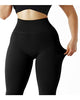 SUUKSESS Women Ribbed Seamless Leggings High Waisted Tummy Control Workout Yoga Pants (Black, XS)