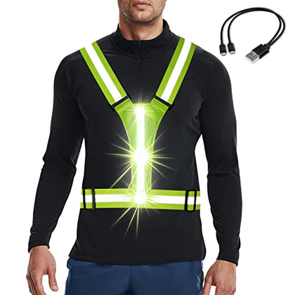 Tibeha LED Light Up Reflective Running Vest for Women Man Runner Night Running Walking, Rechargeable