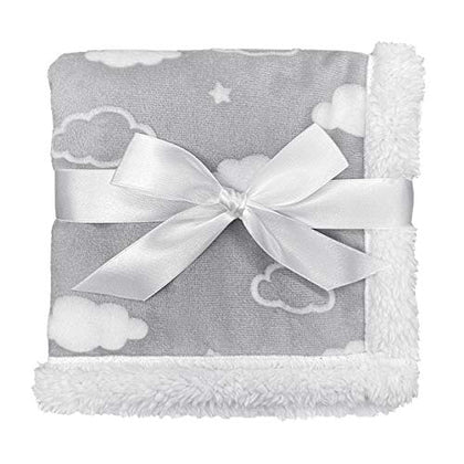 American Baby Company Heavenly Soft Chenille/Sherpa Security Blanket, 3D Gray Cloud, 14
