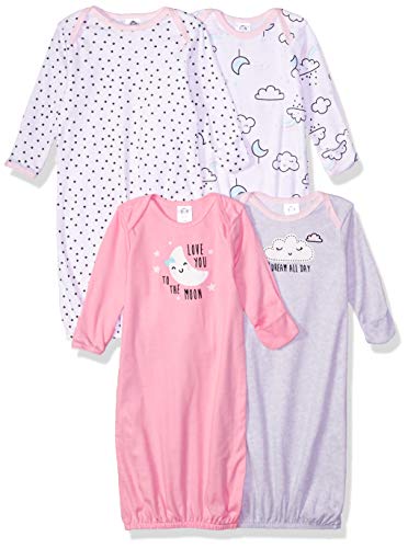 Gerber Unisex Baby Boy and Girls 4-Pack Sleeper Gown Clouds 0-6 Months