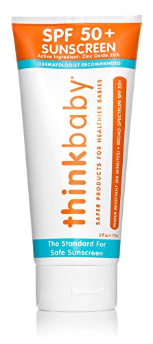 Thinkbaby SPF 50+ Baby Sunscreen - Safe, Natural Sunblock for Babies - Water Resistant Sun Cream - Broad Spectrum UVA/UVB Sun Protection - Vegan Mineral Sun Lotion, 6oz