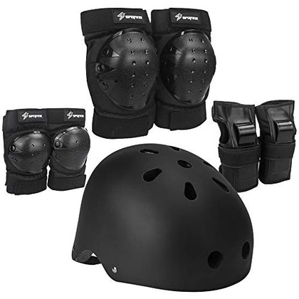 S SPOFINE Kids Bike Helmet, Toddler Helmet for Youth Adult, Knee Pad Elbow Pad Wrist Guard Protective Gear Set for Skateboard, Bike, Skating, Cycling
