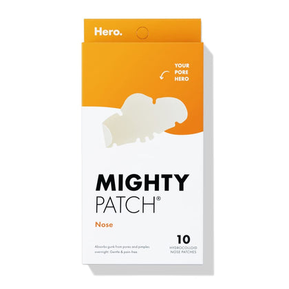 Mighty Patch Nose patch from Hero Cosmetics - XL Hydrocolloid Patches for Nose Pores, Pimples, Zits and Oil - Dermatologist-Approved Overnight Pore Strips to Absorb Acne Nose Gunk (10 Count)