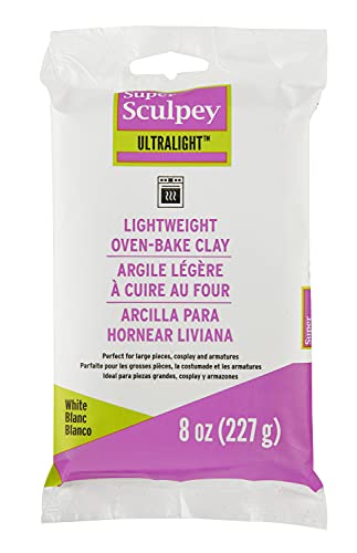 Polyform Super Sculpey Ultralight White, Lightweight, Non Toxic. Soft, Sculpting Modeling Polymer clay, Oven-bake clay, 8 oz bar. Great for all advanced sculptors, artists and cosplayers.
