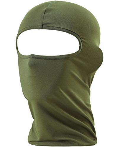 Fuinloth Balaclava Face Mask, Summer Cooling Neck Gaiter, UV Protector Motorcycle Ski Scarf for Men/Women Army Green