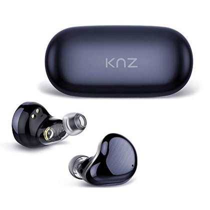 KNZ GoDuo Buds Dual-Dynamic Driver True Wireless Earbuds with Qi Wireless Charging Case, Charge via USB-C or Wireless, HD Sound (Midnight Blue)