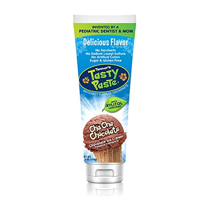 Tanner's Tasty Paste Cha Cha Chocolate Flavored - Anticavity Fluoride Childrens Toothpaste/Great Tasting, Safe, and Effective for Kids (4.2 oz.)