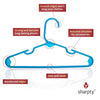 Sharpty Kids Plastic Hangers, Children's Hangers for Baby, Toddler, and Child Clothes - Everyday Standard Use - Ideal for Boys and Girls Closet, Clothing, Pants, Coats, and More - Blue, 20 Pack