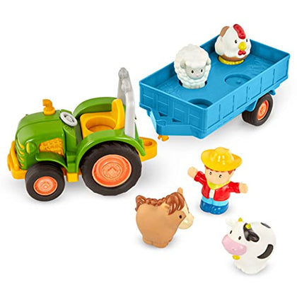 Battat - Farm Toys For Toddlers, Kids - Lights & Sounds Toy Tractor - 7Pc Pretend Play Set - Tractor, Trailer, Farm Animals - 18 Months + - Farming Fun Tractor