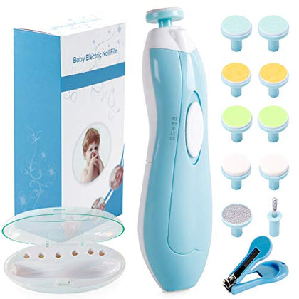 Baby Nail Trimmer Electric Nail File Baby Nail Clippers, 24 in 1 Safe Nail Filer Grinder Kit for Newborn Infant Toddler Kids or Adults Toes Fingernails Care Trim Polish, Led Light and Grinding Heads