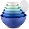 Zulay 12 Piece Set Plastic Nesting Mixing Bowls With Leakproof Lids. Kitchen Mixing Bowls for Preparing, Serving and Storing - Microwave and Freezer Safe With 6 Prep Bowls and 6 Lids - (Blue Ombre)