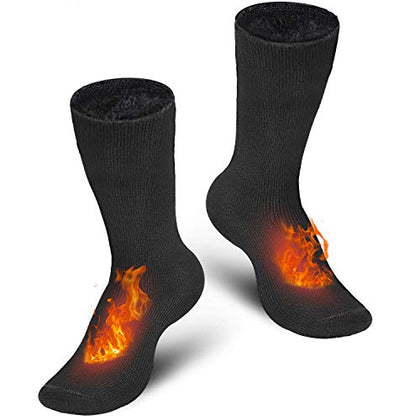 Bymore 2 Pairs Thermal Socks for Men,Heated Socks for Women, Warm Thick Winter Socks Insulated Cold Weather(Black,4-10)