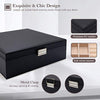 ProCase Jewelry Box for Women Girls Girlfriend Wife, Large Leather Jewelry Organizer Storage Case with Two Layers Display for Earrings Bracelets Rings Watches -Black