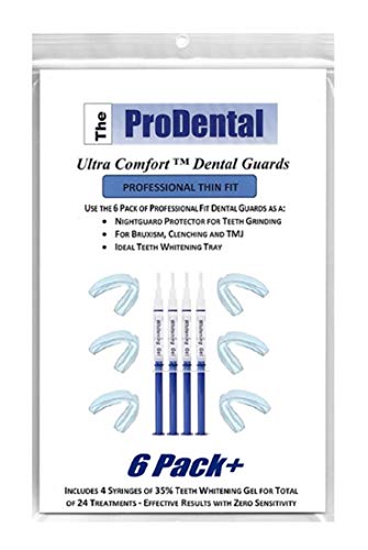 ProDental Thin & Trim Mouth Guard for Grinding Teeth - 6 Pack, USA Made | Bonus: Teeth Whitening System Included | Night Guard Stops Bruxism - Teeth Clenching | Customizable Dental Guard - No BPA