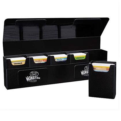 Monster Magnetic Hydra Five Deck Mega Storage Box(Black) - with 5 Removable Deck Trays for Gaming TCGs-Compatible with Yugioh, MTG, Magic The Gathering, Pokémon - Long Lasting, Durable Construction
