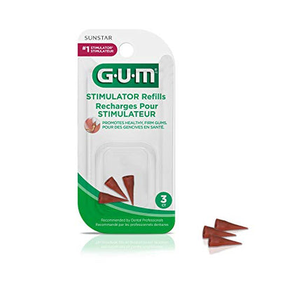 GUM Stimulator Refills - 3 Rubber Tips Included - Compatible with the GUM Stimulator Permanent Handle - Massager for Gums, Plaque Removal and Gum Health, 3ct, 6pk