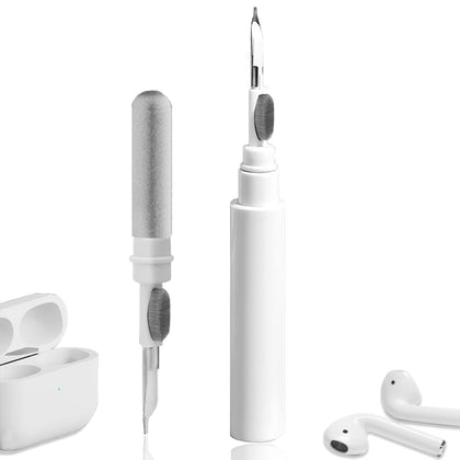Airpods Earbuds Cleaning Kit, Airpods Pro 1 2 3 Cleaner Kit Pen Shape with Soft Brush for Wireless Earphones Bluetooth Headphones Charging Case Accessories Tool, Computer, Camera and Phone (White)