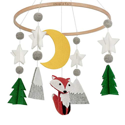Sorrel + Fern Baby Crib Mobile Woodland Fox - Baby Shower Gift Nursery Decoration - Ceiling Mobile and Crib Mobile