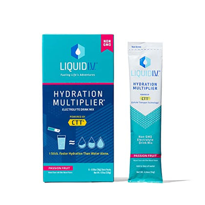 Liquid I.V. Hydration Multiplier - Passion Fruit - Hydration Powder Packets | Electrolyte Drink Mix | Easy Open Single-Serving Stick | Non-GMO | 8 Sticks