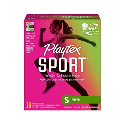 Playtex Sport Tampons, Super Absorbency, Fragrance-Free - 18ct