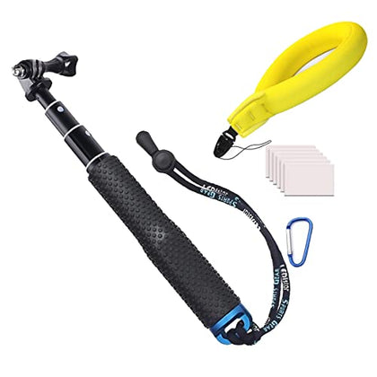 WLPREOE Selfie Stick + Camera Float Accessories Kit for GoPro,19 Waterproof Hand Grip Extension Portable Adjustable Monopod Pole for GoPro Hero 11 10 9 8 MAX 7 Black Silver White/6/5 Black/5S/4/3