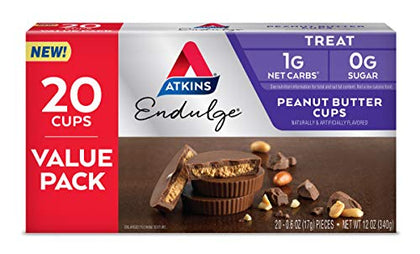 Atkins Endulge Peanut Butter Cups, Dessert Favorite, Low Carb, 0g Sugar, 20 Count