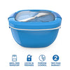 Bentgo® All-in-One Salad Container - Large Salad Bowl, Bento Box Tray, Leak-Proof Sauce Container, Airtight Lid, & Fork for Healthy Adult Lunches; BPA-Free & Dishwasher/Microwave Safe (Blue)