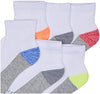 Fruit of the Loom boys Half Cushion Casual Sock, White Assort, 4.5-8.5 US, (Pack of 10)