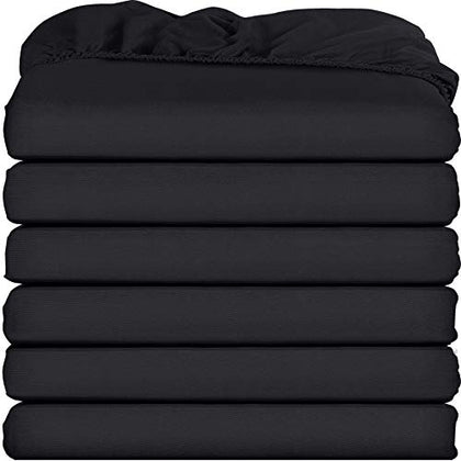 Utopia Bedding Twin Fitted Sheets - Bulk Pack of 6 Bottom Sheets - Soft Brushed Microfiber - Deep Pockets - Shrinkage & Fade Resistant - Easy Care (Black)