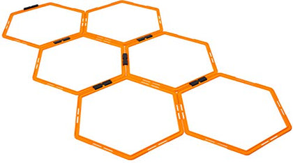 Max4out Hex Agility Rings Set of 6 Rings for Speed & Agility Footwork Training, Hexagon Ladder with Fitness Equipment Sport Workout Home Gym, Kids and Adults (Orange)