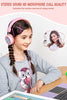New bee Kids Headphones for School with Microphone KH20 Wired HD Stereo Safe Volume Limited 85dB/94dB Foldable Lightweight On-Ear Headphone for Girl/Mac/Android/Kindle/Tablet/Pad (Pink)