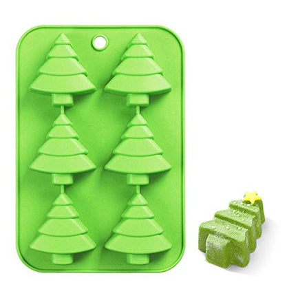 Efivs Arts 6 Christmas Tree Silicone Cake Baking Mold Cake Pan Handmade Soap Moulds Biscuit Chocolate Ice Cube Tray DIY Mold