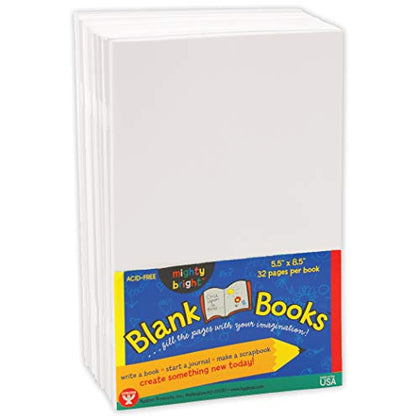 Hygloss Products Blank Books For Drawing and Writing, White Paperback, 5.5 x 8.5 Inches, 10 Pack