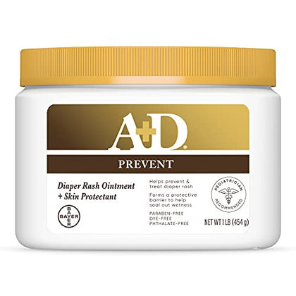A+D Original Diaper Rash Ointment - Prevents & Protects Diaper Rash - Moisturizing Skin Protectant With Vitamins A & D - Healing Skin Ointment for Dry and Cracked Skin - 16oz
