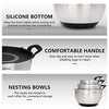 Hillbond Stainless Steel Bowls with Lids Set Mixing Bowls with Pour Spout, Silicone Handle and Non-Slip Bottoms for Baking, Cooking, Saving, Dishwasher Safe, Set of 3 (Black)