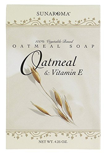 SUNAROMA Soap Oatmeal & Vitamin E Bar 4.25 Ounce Boxed (125ml) (Pack of 3)