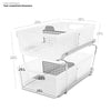 Madesmart 2-Tier Plastic Multipurpose Organizer with Divided Slide-Out Storage Bins, Under Sink and Cabinet Organizer Rack, Frost