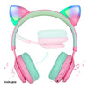 Riwbox CT-7 Cat Ear Bluetooth Headphones, LED Light Up Bluetooth Wireless Over Ear Headphones with Microphone and Volume Control for iPhone/iPad/Smartphones/Laptop/PC/TV