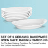 NJCharms Oval Au Gratin Baking Dishes for Oven Safe and Microwave Cooking, White Porcelain Small Mini Casserole Dish, 9 Inch, Set of 6