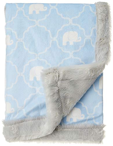 Hudson Baby Unisex Baby Plush Blanket with Furry Binding and Back, Elephant, One Size
