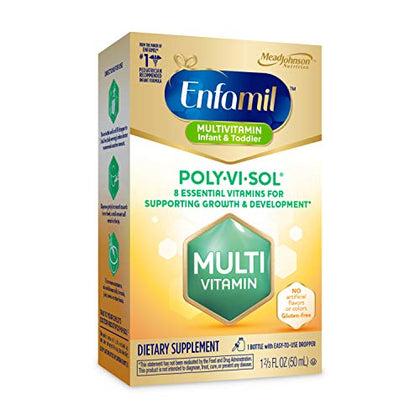 Enfamil Poly-Vi-Sol Liquid Multivitamin Supplement for Infants and Toddlers, 50 mL dropper bottle
