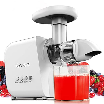 KOIOS Upgraded Juicer Machines, Cold Press Juicer, Slow Masticating Juicers with Two Speed Modes, Juicer Extractor for fruits and veggies, Reverse Function, Full Copper Motor, Easy to Clean with Brush