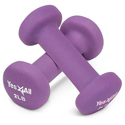 Yes4All Exercise amp Fitness Ibs Yes4All Non Slip Hexagon 2lbs Neoprene Dumbbell Set for Muscle Toning Stren, A-Purple-2 lbs , 2 Pair US