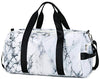 Sport Gym Duffle Travel Bag for Men Women Duffel with Shoe Compartment, Wet Pocket (Marble-White) 19.7