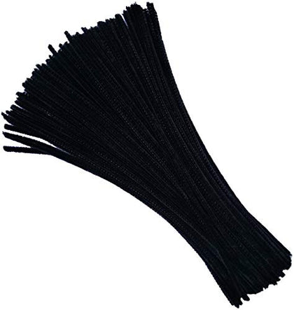 Carykon 100 Pieces Fuzzy Chenille Stems Pipe Cleaners for Arts and Crafts (Black)