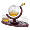 Whiskey Decanter Globe Set with 2 Etched Whiskey Glasses - for Liquor Scotch Bourbon Vodka, Gifts For Men - 850ml
