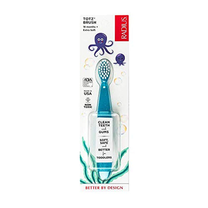 RADIUS Totz Toothbrush Extra Soft Brush BPA Free & ADA Accepted Designed for Delicate Teeth & Gums for Children 18 Months & Up - Blue Sparkle - Pack of 1