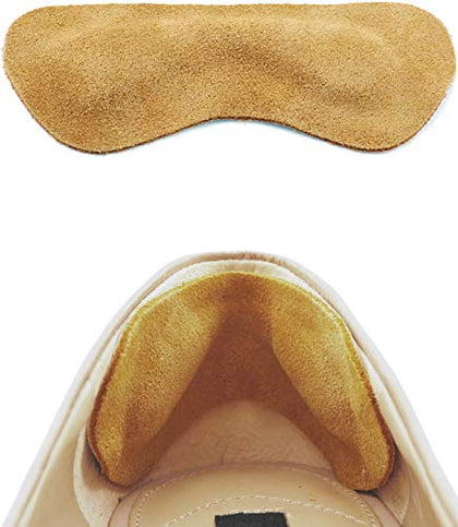 Leather Heel Grips Liner Cushions Inserts for Loose Shoes, Improved Shoe Fit and Comfort, Khaki,0.28inch Thick 6 Pairs