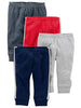 Simple Joys by Carter's Unisex Babies' Cotton Pants, Pack of 4, Dark Blue/Dark Grey/Grey Heather/Red, 18 Months